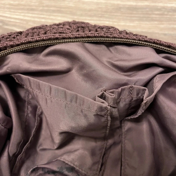 The Sak  Brown Crochet Knit Purse Satchel Half Moon Bag Medium Size - Picture 9 of 9